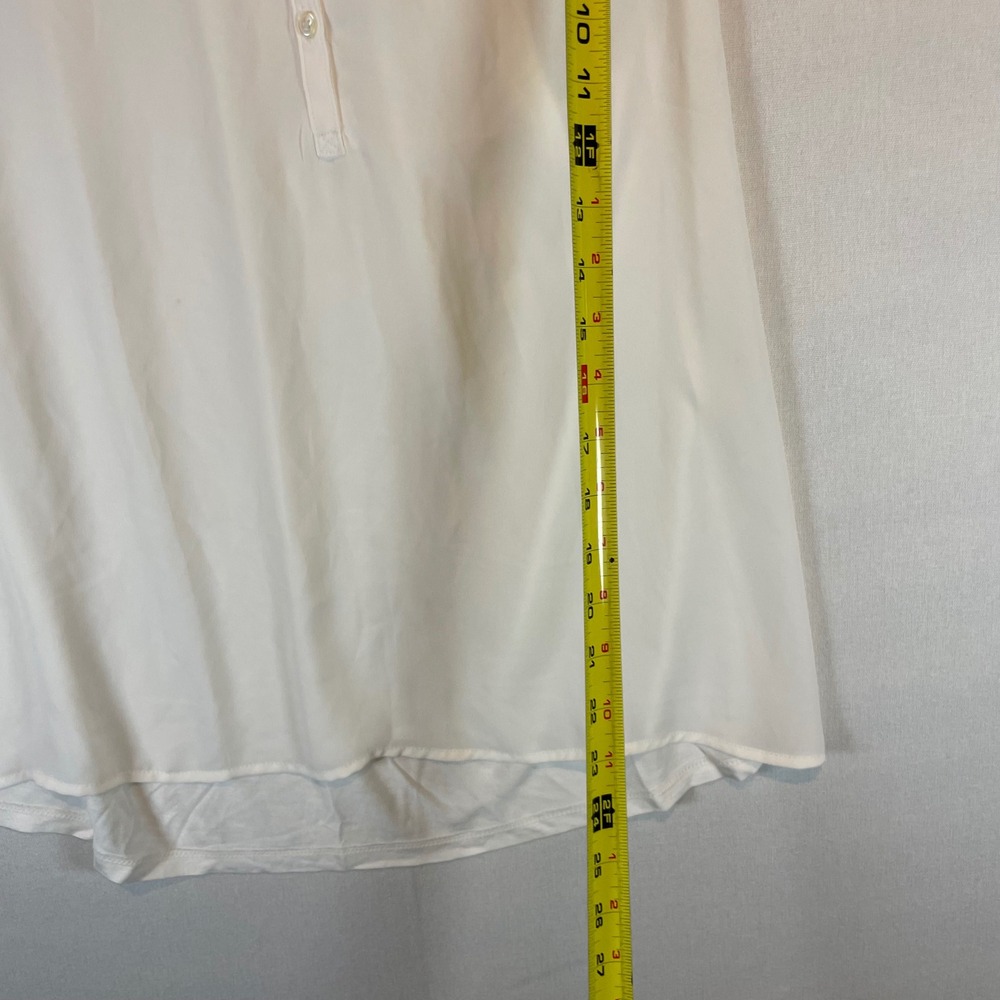 LOFT Womens Off White Ruffle Neck Sleeveless Henley Blouse Large Ivory Top - Picture 5 of 7